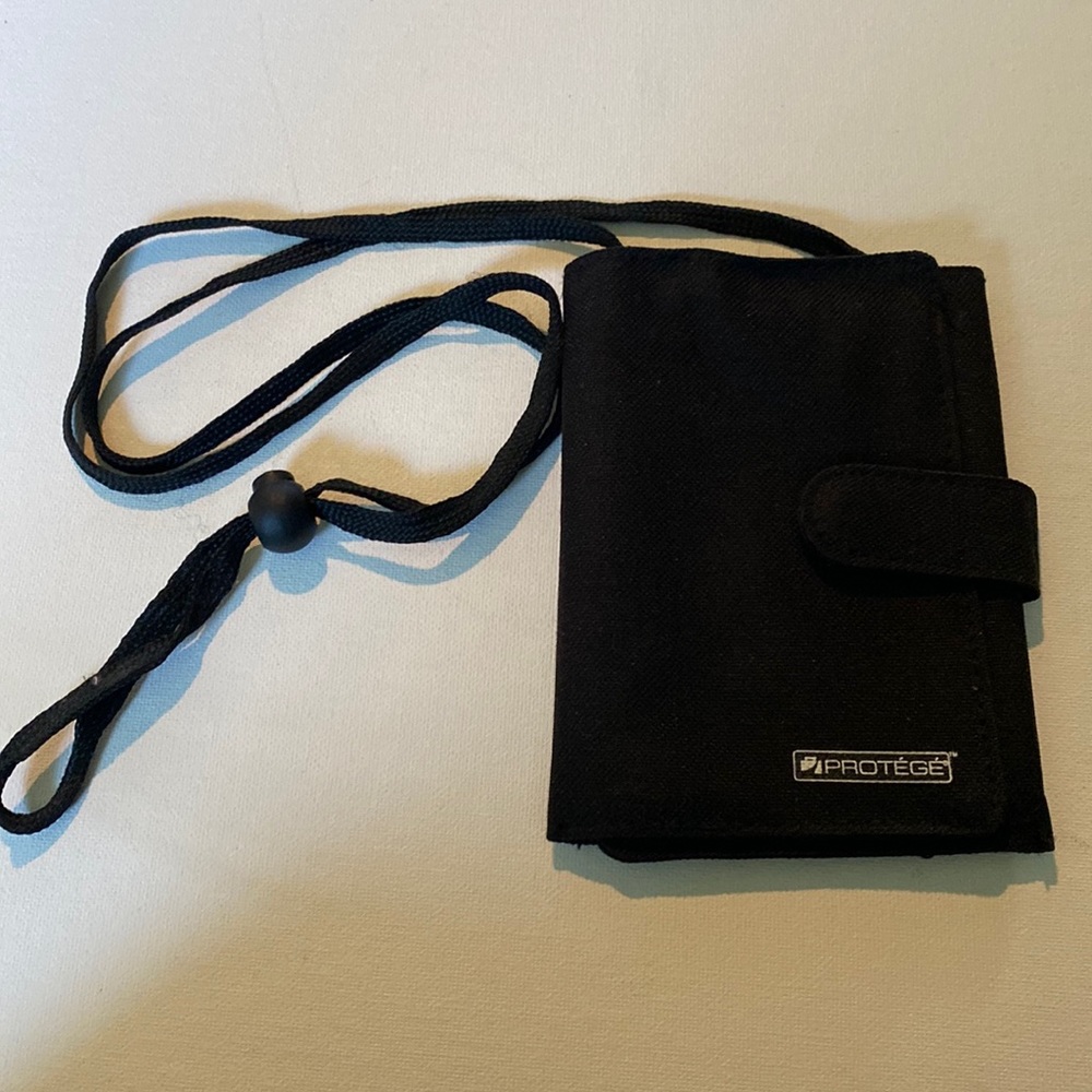 Protege Black Canvas Shoulder Bag/Wallet